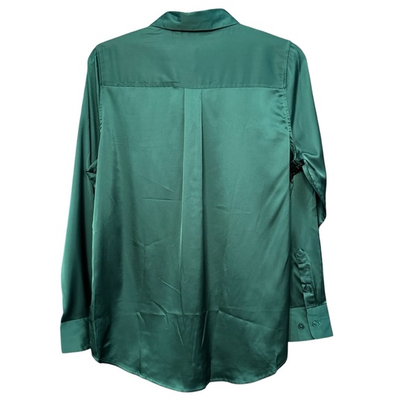 Equipment Small Green Signature Top Silk Look Blouse Button Down Pockets - Picture 2 of 7